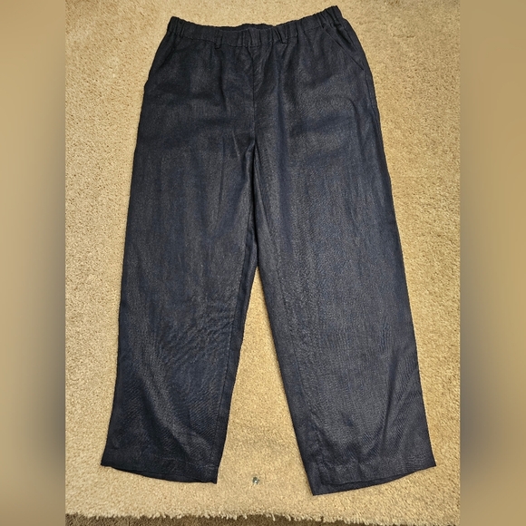 Quince 100% European Linen Pants Navy Pull On Size Medium - Picture 2 of 7